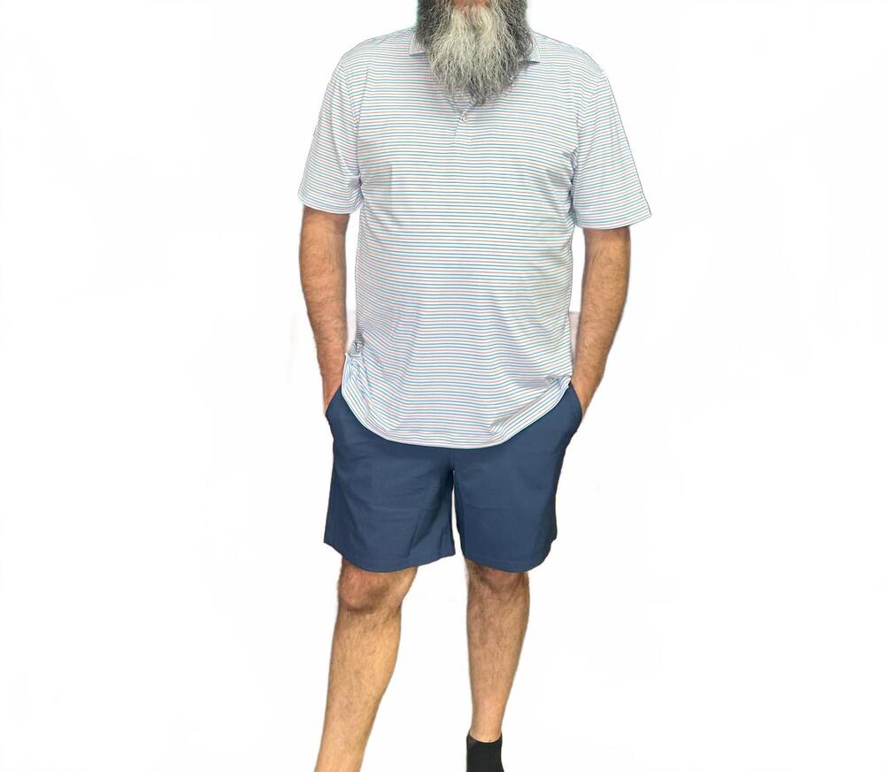 NEW SOUTHERN POINT CO. bayside stripe polo in hawaiian blue